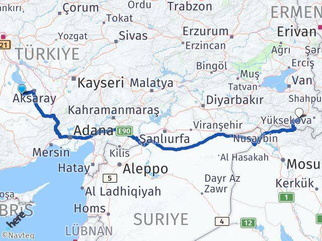 Aksaray Sultanhanı Hakkari Arası Kaç Km - Yol Haritası