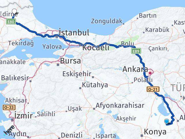 Aksaray Sultanhanı Kırklareli Arası Kaç Km - Yol Haritası