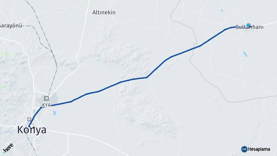 Aksaray Sultanhanı Konya Arası Kaç Km - Yol Haritası
