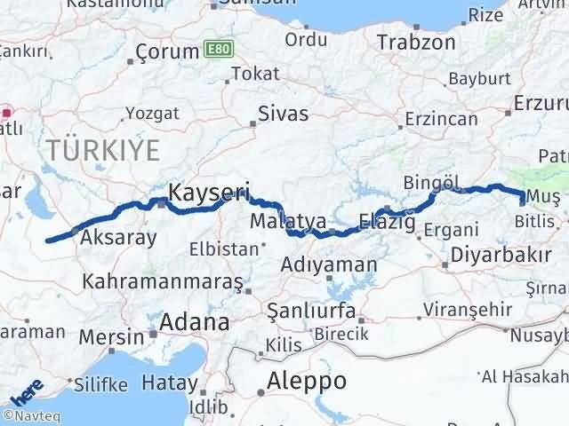 Aksaray Sultanhanı Muş Arası Kaç Km - Yol Haritası