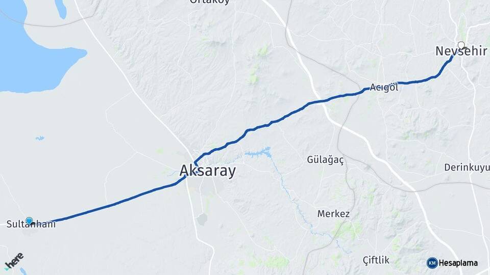 Aksaray Sultanhanı Nevşehir Arası Kaç Km - Yol Haritası