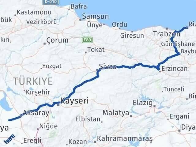Sultanhanı Rize Arası Kaç Km - Yol Tarifi