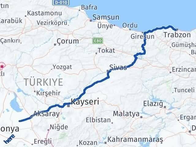 Aksaray Sultanhanı Trabzon Arası Kaç Km - Yol Haritası