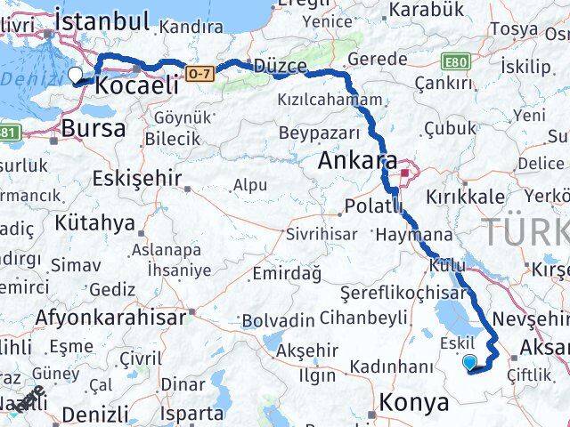 Aksaray Sultanhanı Yalova Arası Kaç Km - Yol Haritası