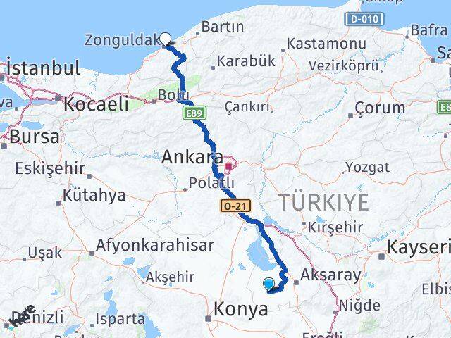 Aksaray Sultanhanı Zonguldak Arası Kaç Km - Yol Haritası
