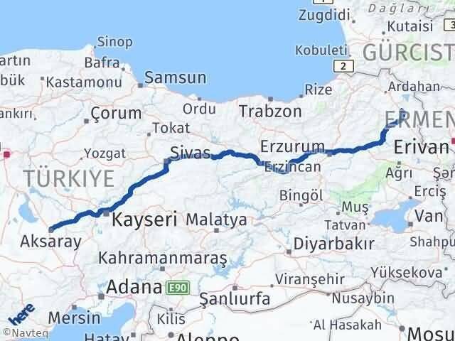 Aksaray Susuz Kars Arası Kaç Km - Yol Haritası