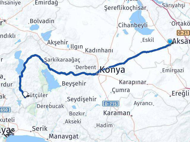 Aksaray Sütçüler Isparta Arası Kaç Km - Yol Haritası