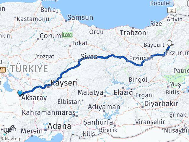 Aksaray Tortum Erzurum Arası Kaç Km - Yol Haritası