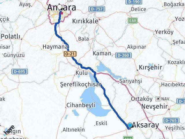 Aksaray Yenimahalle Arası Kaç Km - Yol Tarifi