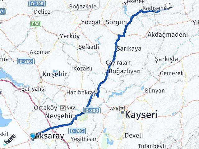 Aksaray Yeşilyurt Tokat Arası Kaç Km - Yol Haritası