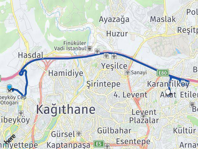 Alibeyköy Cep Otogarı Akat Arası Kaç Km - Yol Tarifi