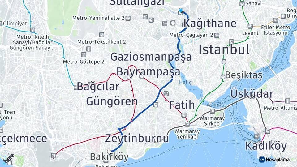 Alibeyköy Cep Otogarı Bakırköy Arası Kaç Km - Yol Tarifi
