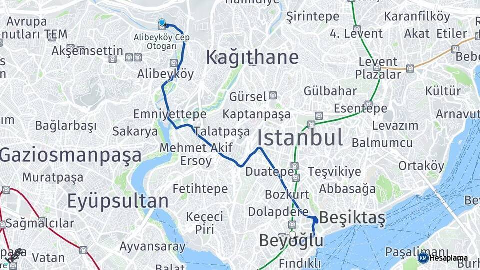 Alibeyköy Cep Otogarı Beyoğlu Arası Kaç Km - Yol Tarifi
