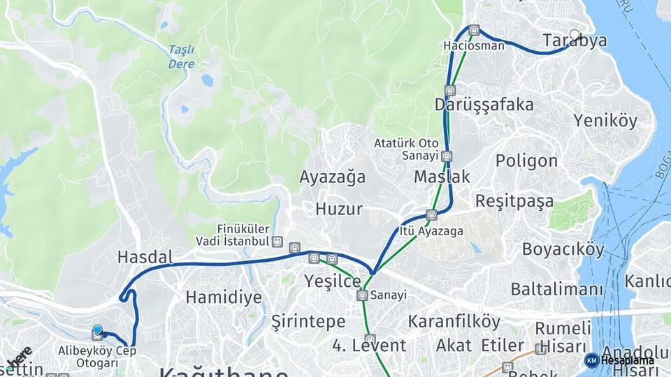 Alibeyköy Cep Otogarı Tarabya Arası Kaç Km - Yol Tarifi