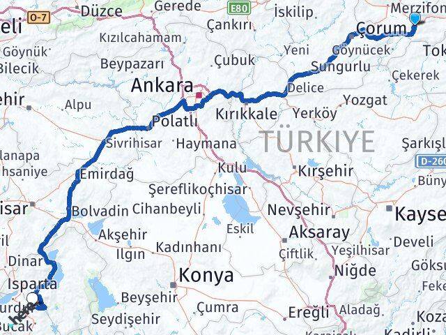 Amasya Ağlasun Burdur Arası Kaç Km - Yol Haritası