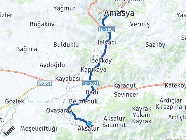 Aksalur Amasya Arası Kaç Km - Yol Tarifi