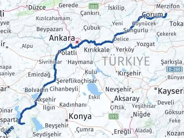 Amasya Aksu Isparta Arası Kaç Km - Yol Haritası