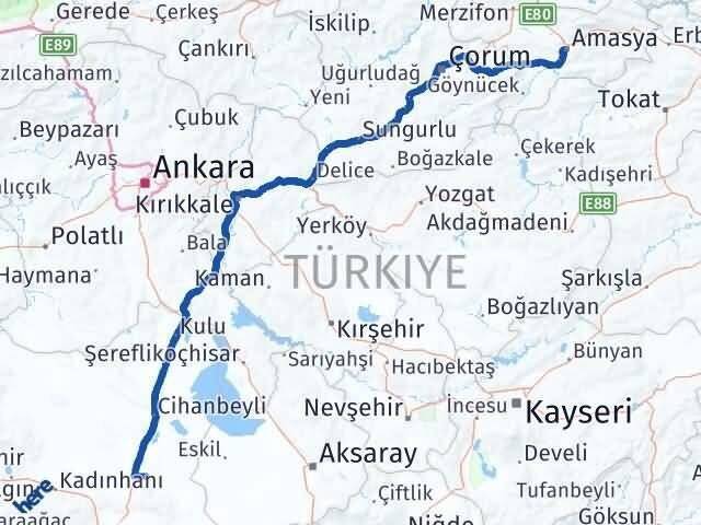 Amasya Altınekin Arası Kaç Km - Yol Tarifi