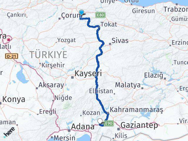 Amasya Bahçe Osmaniye Arası Kaç Km - Yol Haritası