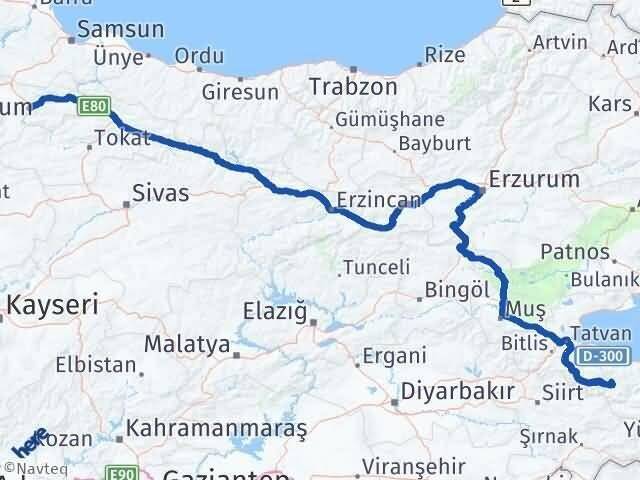 Amasya Bahçesaray Van Arası Kaç Km - Yol Haritası