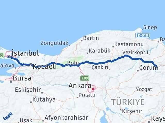 Amasya Bayrampaşa İstanbul Arası Kaç Km - Yol Haritası