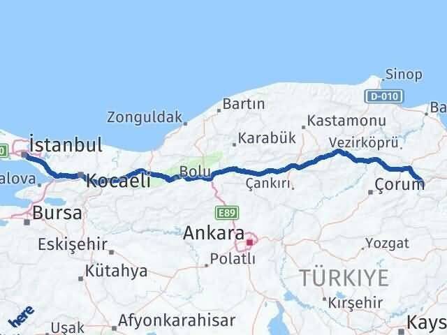 Amasya Beşiktaş İstanbul Arası Kaç Km - Yol Haritası