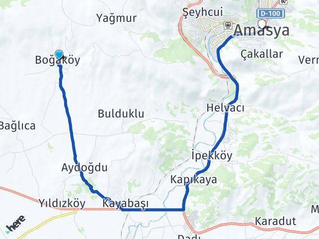 Boğaköy Amasya Arası Kaç Km - Yol Tarifi