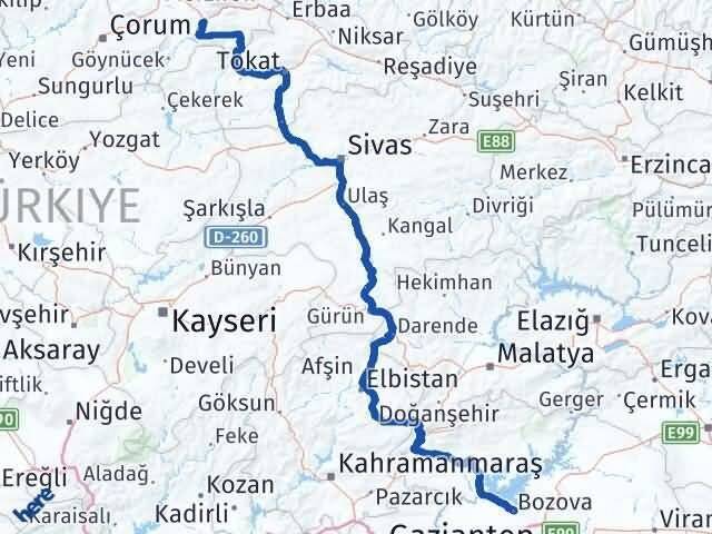 Amasya Bozova Şanlıurfa Arası Kaç Km - Yol Haritası