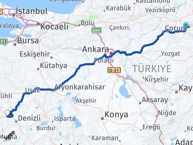 Amasya Buharkent Aydın Arası Kaç Km - Yol Haritası