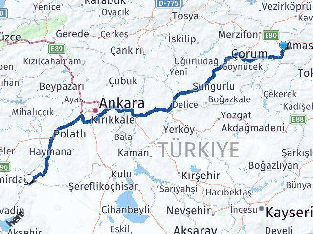 Amasya Çeltik Arası Kaç Km - Yol Tarifi