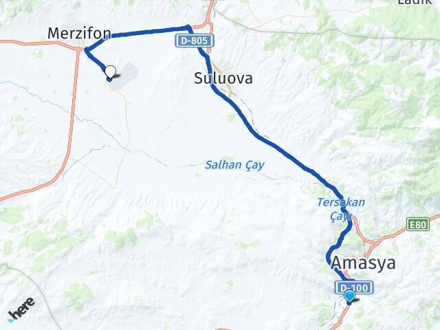 Demet Evler Merzifon Havalimanı Arası Kaç Km - Yol Tarifi