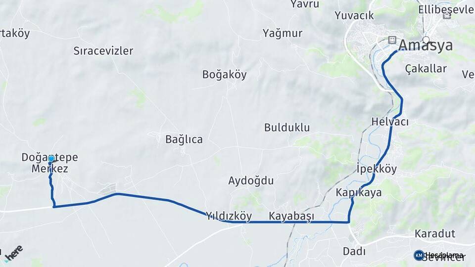 Doğantepe Amasya Arası Kaç Km - Yol Tarifi