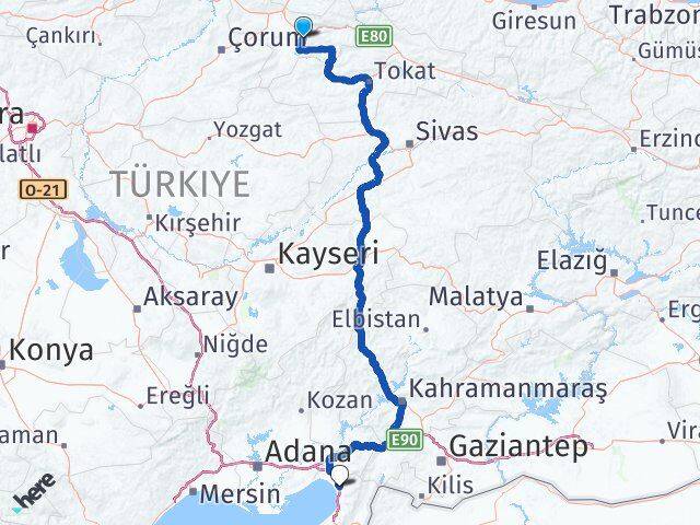 Amasya Dörtyol Hatay Arası Kaç Km - Yol Haritası