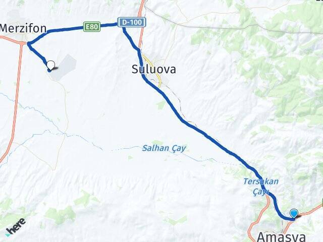Ellibeşevler Merzifon Havalimanı Arası Kaç Km - Yol Tarifi