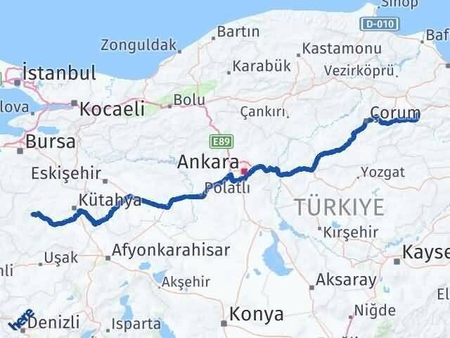 Amasya Emet Kütahya Arası Kaç Km - Yol Haritası