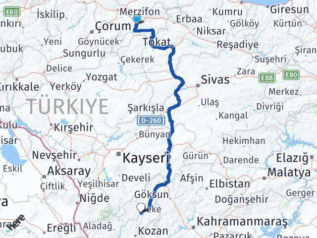 Amasya Feke Adana Arası Kaç Km - Yol Haritası