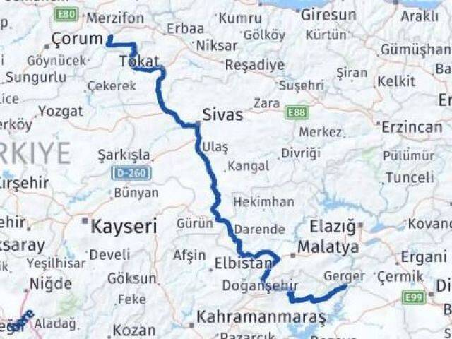 Amasya Gerger Arası Kaç Km - Yol Tarifi