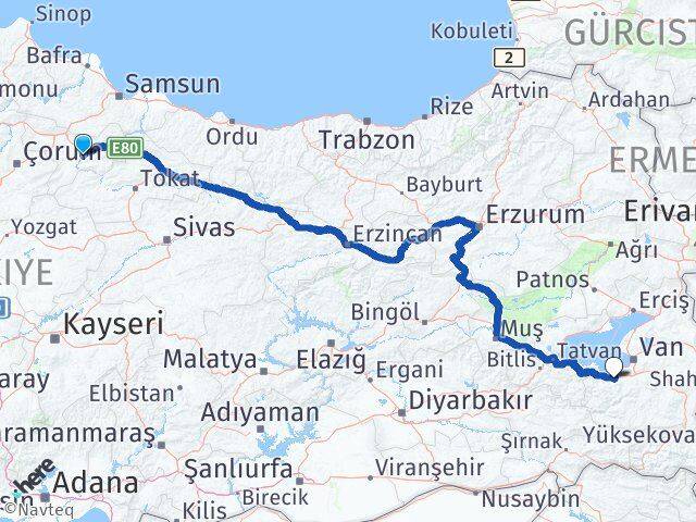 Amasya Gevaş Van Arası Kaç Km - Yol Haritası
