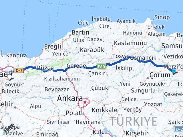 Amasya Geyve Sakarya Arası Kaç Km - Yol Haritası
