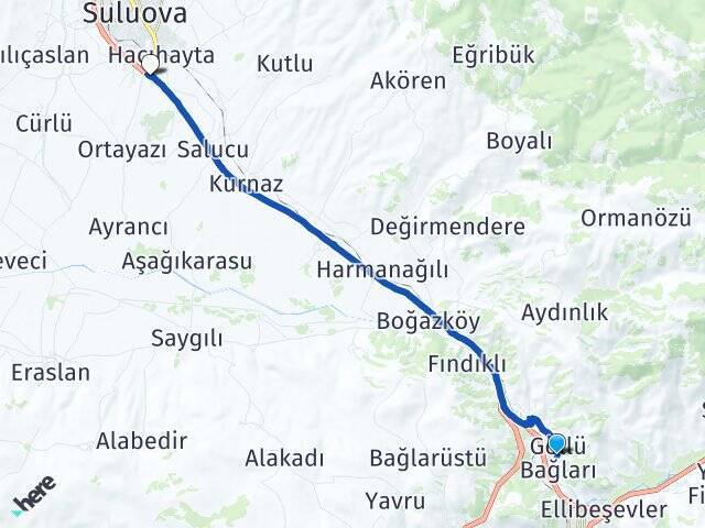 Göllü Bağları Suluova Otogarı Arası Kaç Km - Yol Tarifi