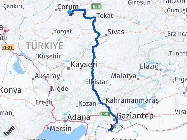 Göynücek Kilis Arası Kaç Km - Yol Tarifi