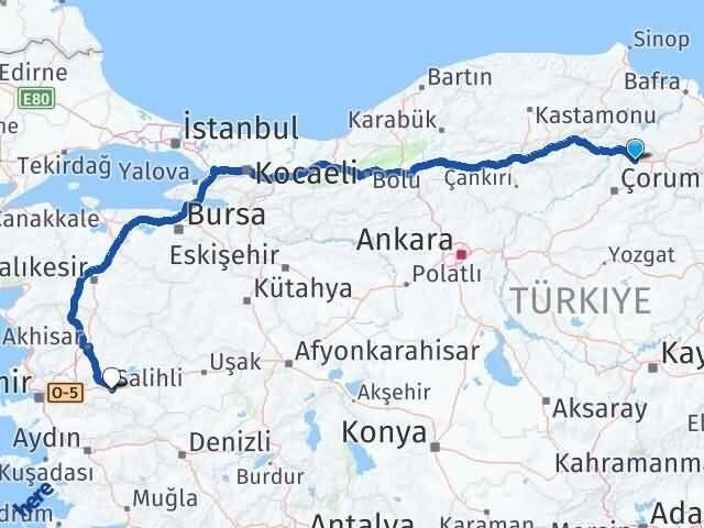 Amasya Gümüşhacıköy Salihli Manisa Arası Kaç Km - Yol Haritası