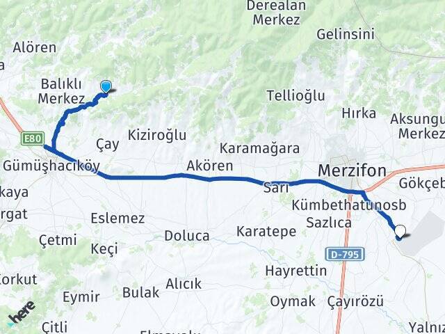 Sarayözü Merzifon Havalimanı Arası Kaç Km - Yol Tarifi
