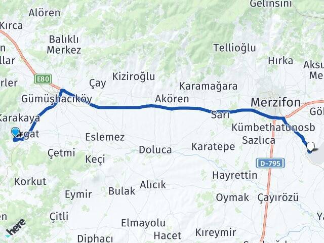 Yenicami Merzifon Havalimanı Arası Kaç Km - Yol Tarifi