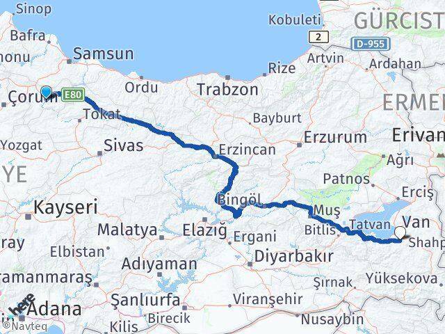 Amasya Gürpınar Van Arası Kaç Km - Yol Haritası