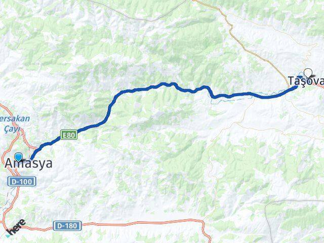 Hacılar Meydanı Taşova Arası Kaç Km - Yol Tarifi