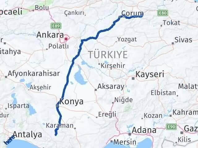 Amasya Hadim Konya Arası Kaç Km - Yol Haritası