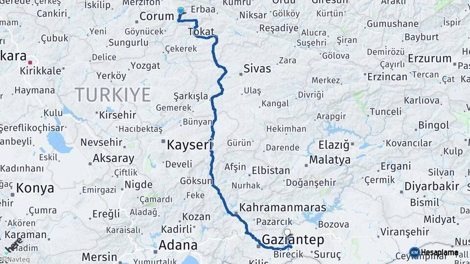 Amasya Halfeti Şanlıurfa Arası Kaç Km - Yol Haritası