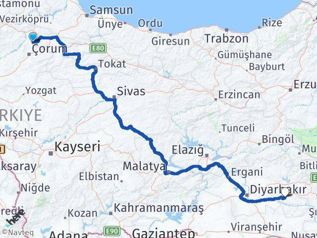 Amasya Hamamözü Batman Arası Kaç Km - Yol Haritası