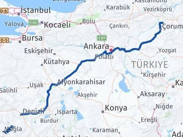 Amasya Hamamözü Denizli Arası Kaç Km - Yol Haritası